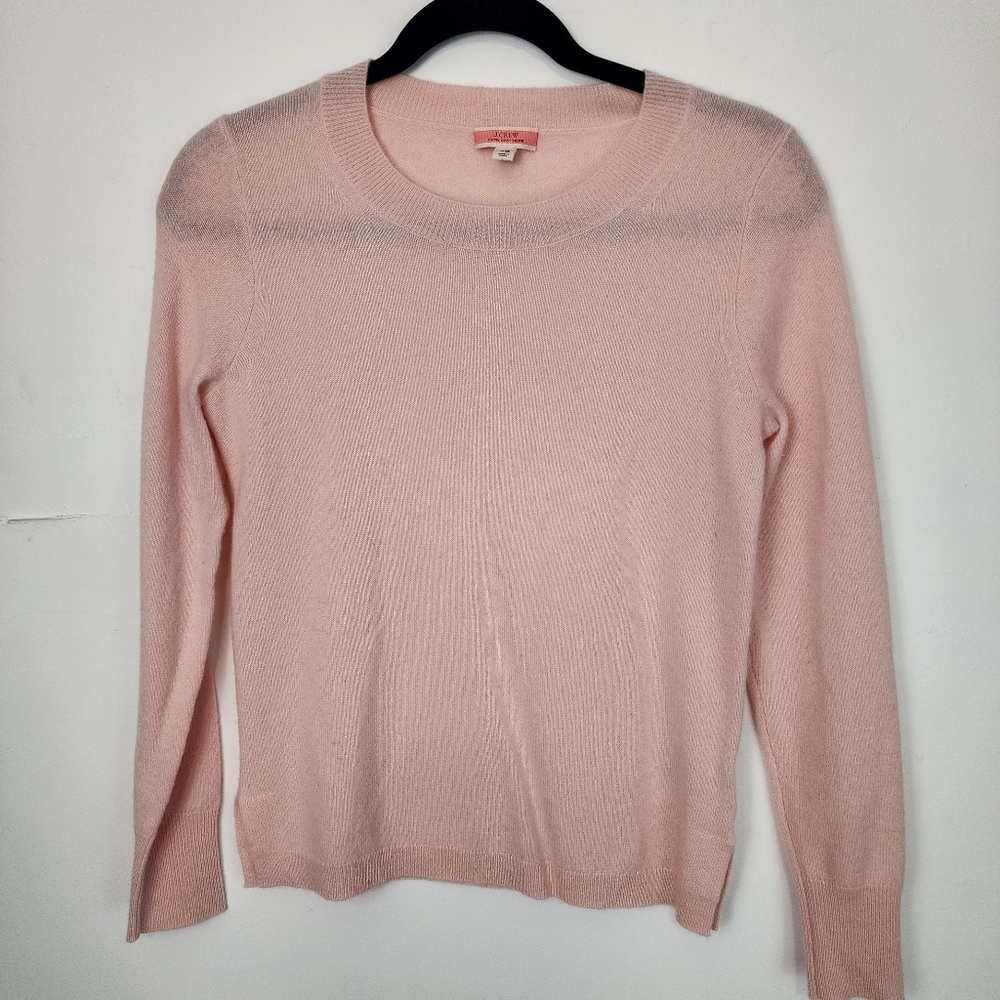 J. Crew Classic Crewneck Sweater - Light Pink Sz XS 100% Cashmere